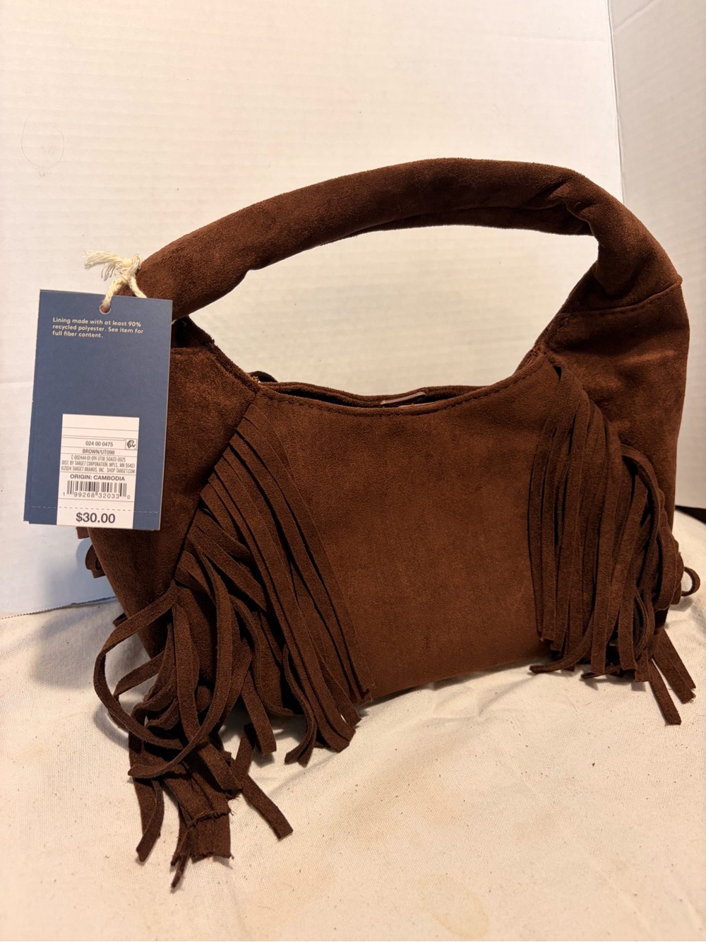 NWT Universal Thread Brown faux Suede Fringe Shoulder Bag